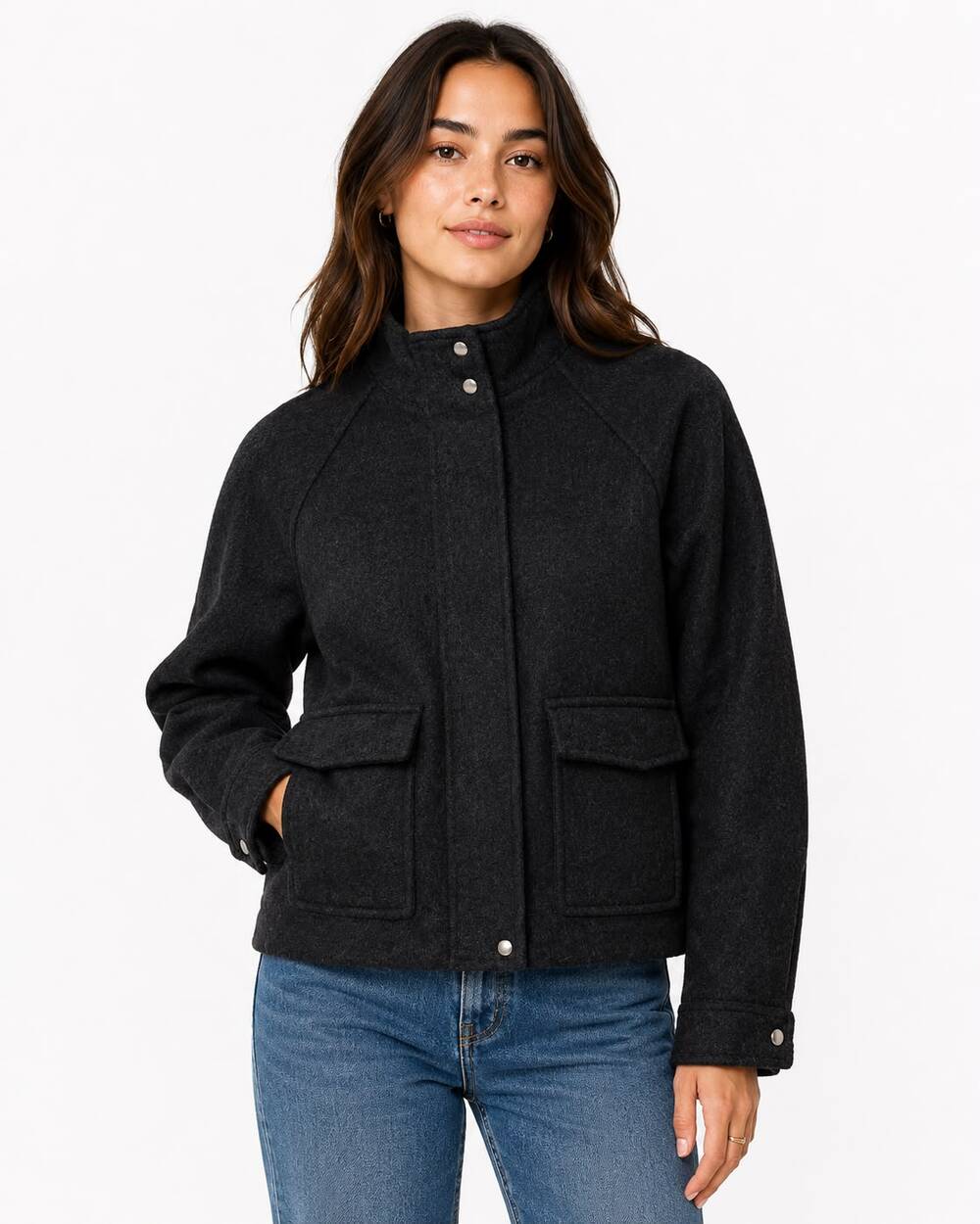 Banana Republic Brushed Short Jacket Women M Charcoal NWT $130